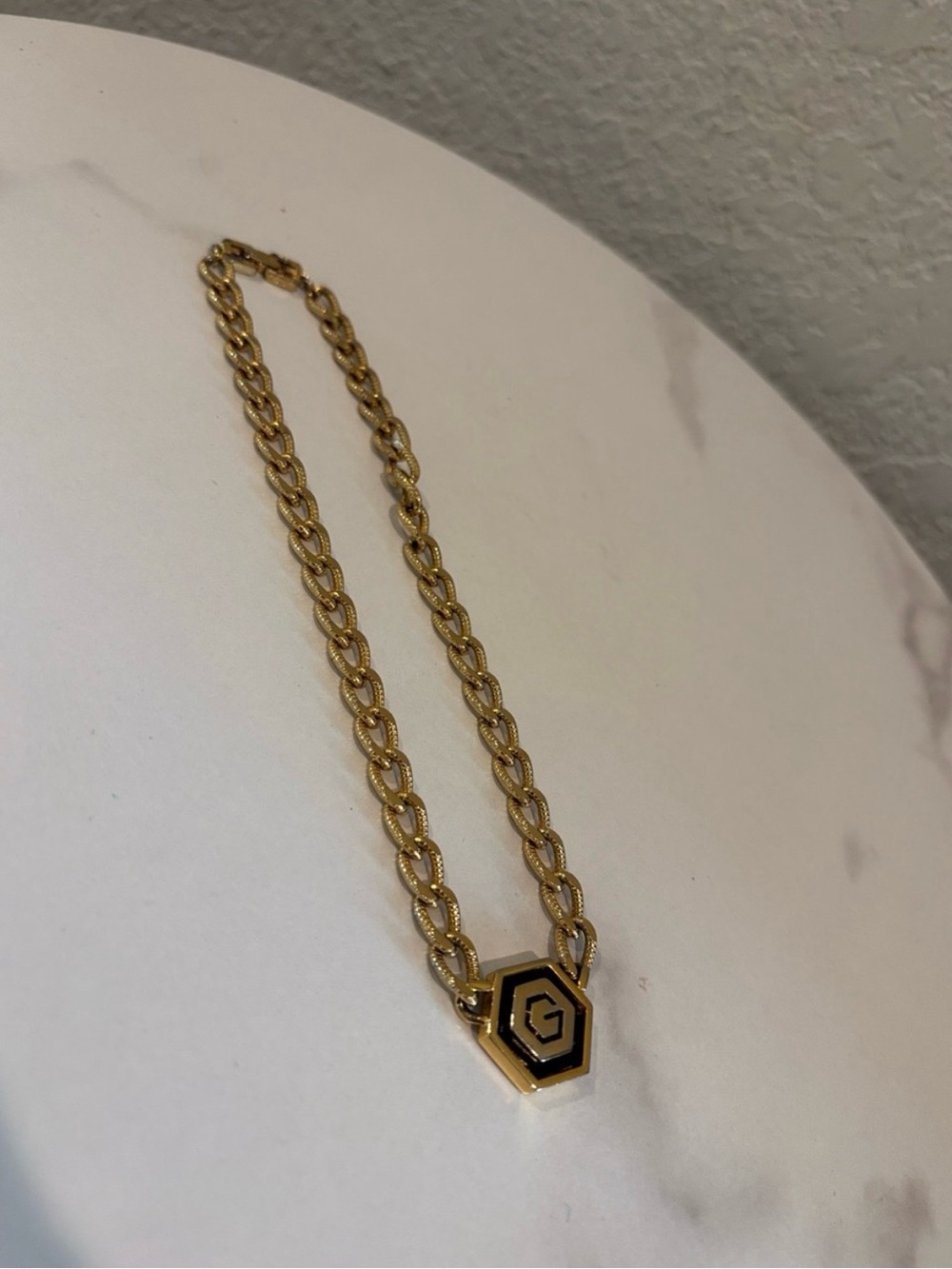 Givenchy Gold Chain Link Necklace with Hexagon Pendant - Picture 3 of 7